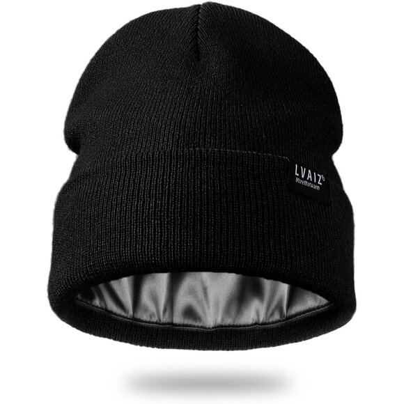 🆕 Women Black Winter Beanie Hats Unisex Cotton Knitted Cuffed Slouchy Skull Cap - Picture 1 of 8